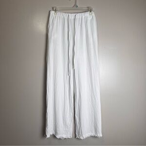 Mooloola White Wide Leg Drawstring Linen Blend Pants Size 14 GUC
